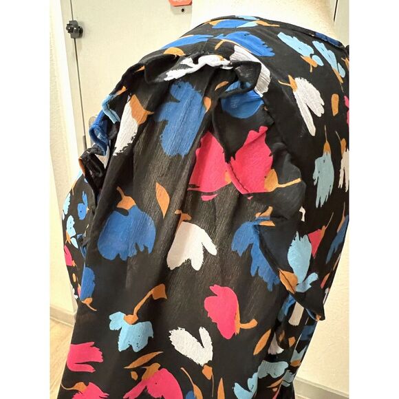 J. Crew Women's Fall Floral Dress Midi Long Sleeve Ruffles Bottom Lined Size 10 - Picture 7 of 13